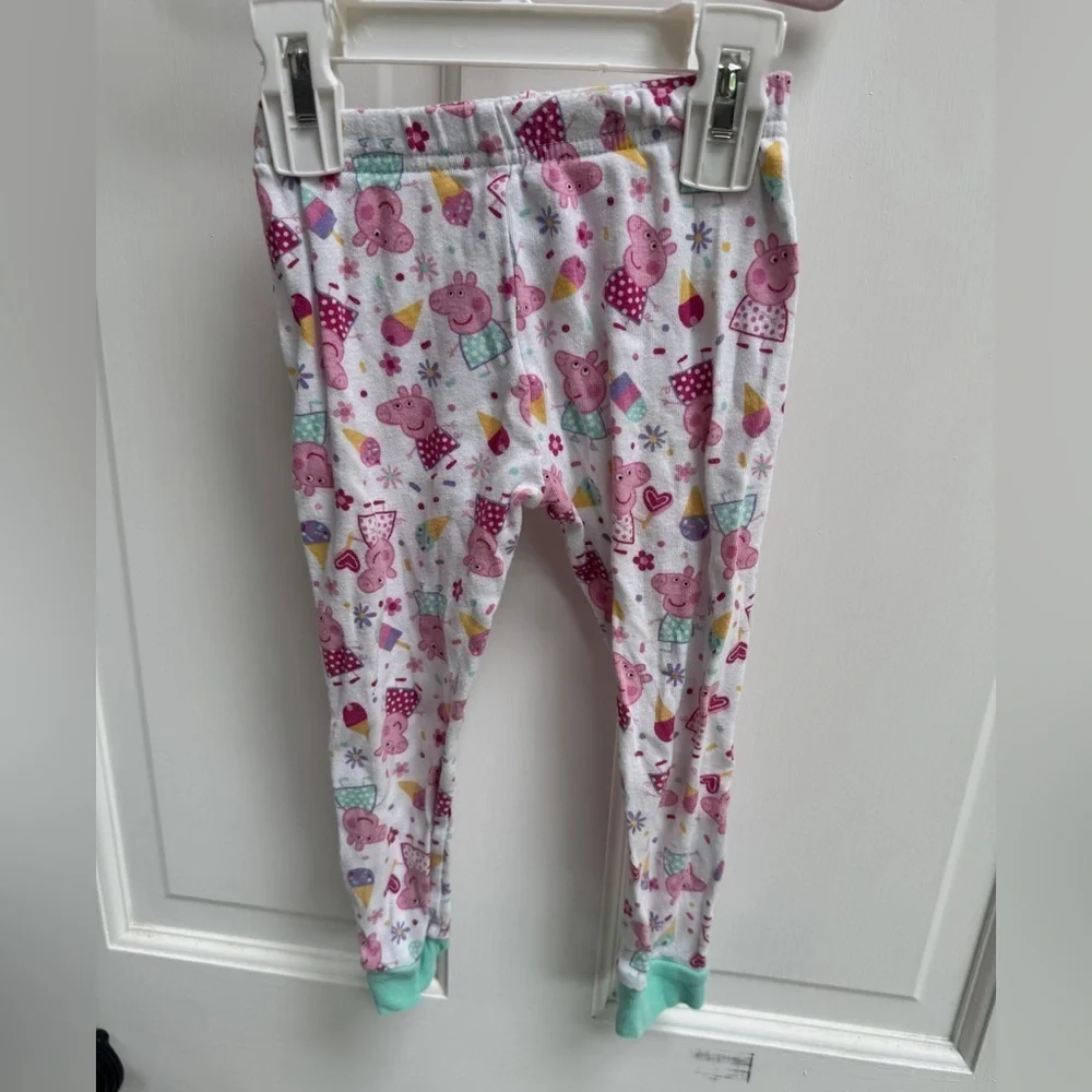 Peppa Pig 3T Girls Pink and White Ice Cream Pajama Bottoms Pants